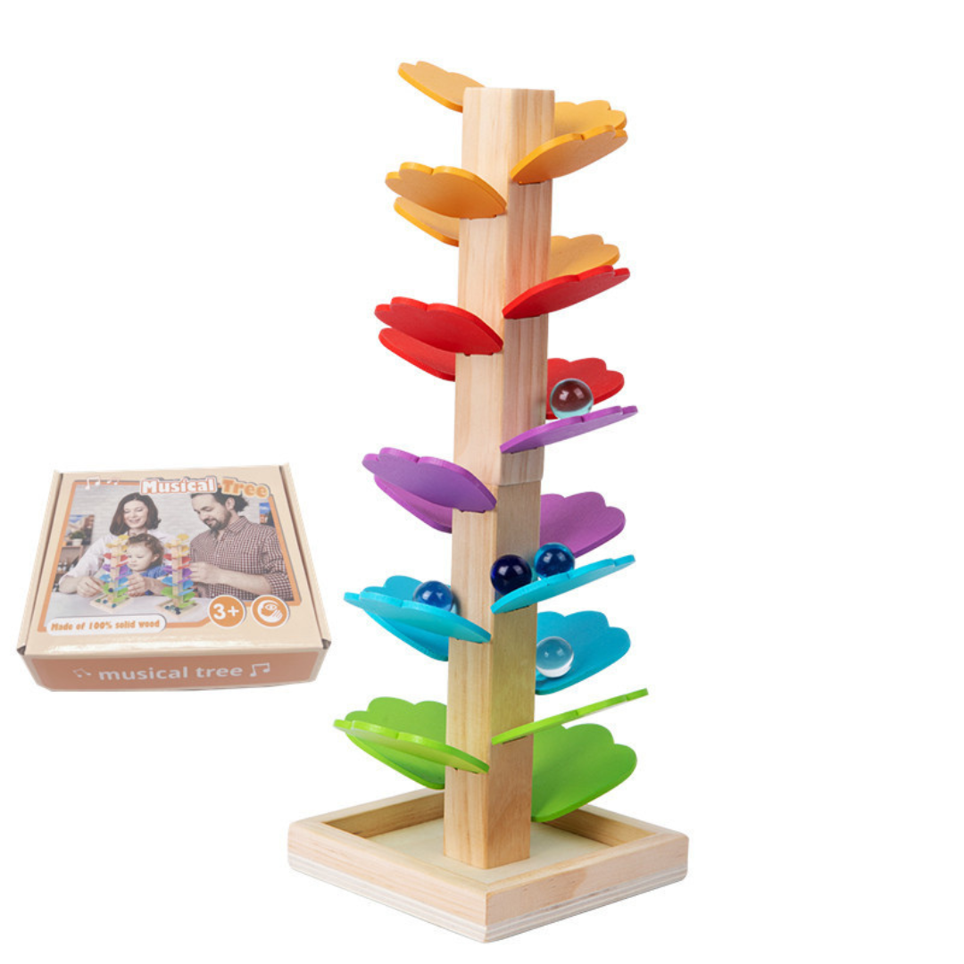 Montessori Regenbogen Murmel Holzturm