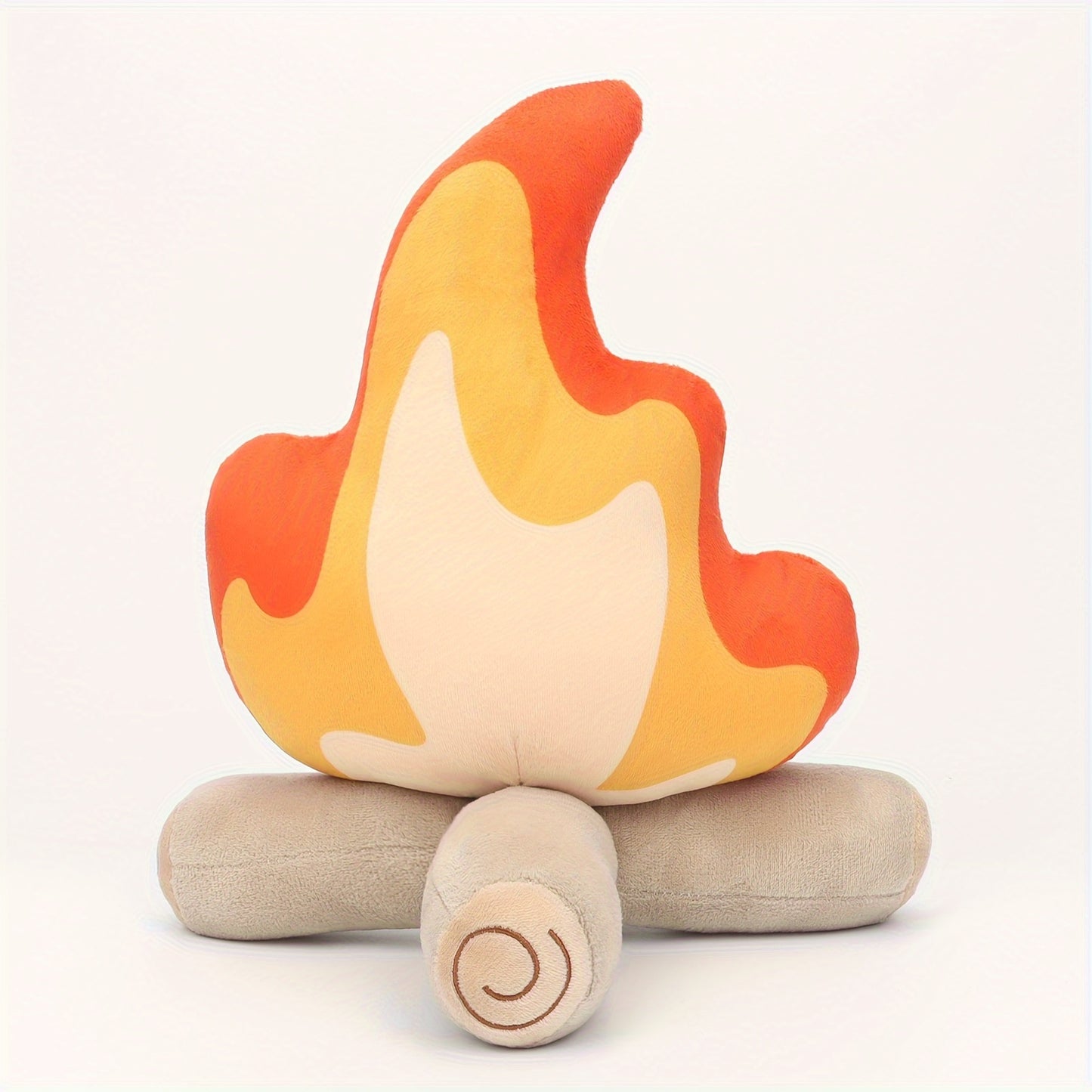 Lagerfeuer Plüschkissen - Weiches Stoffkissen mit Feuer- und Holzoptik
