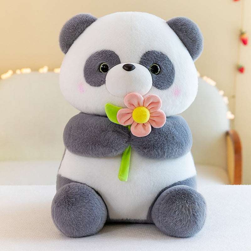 Blumenliebender Panda Plüschtier