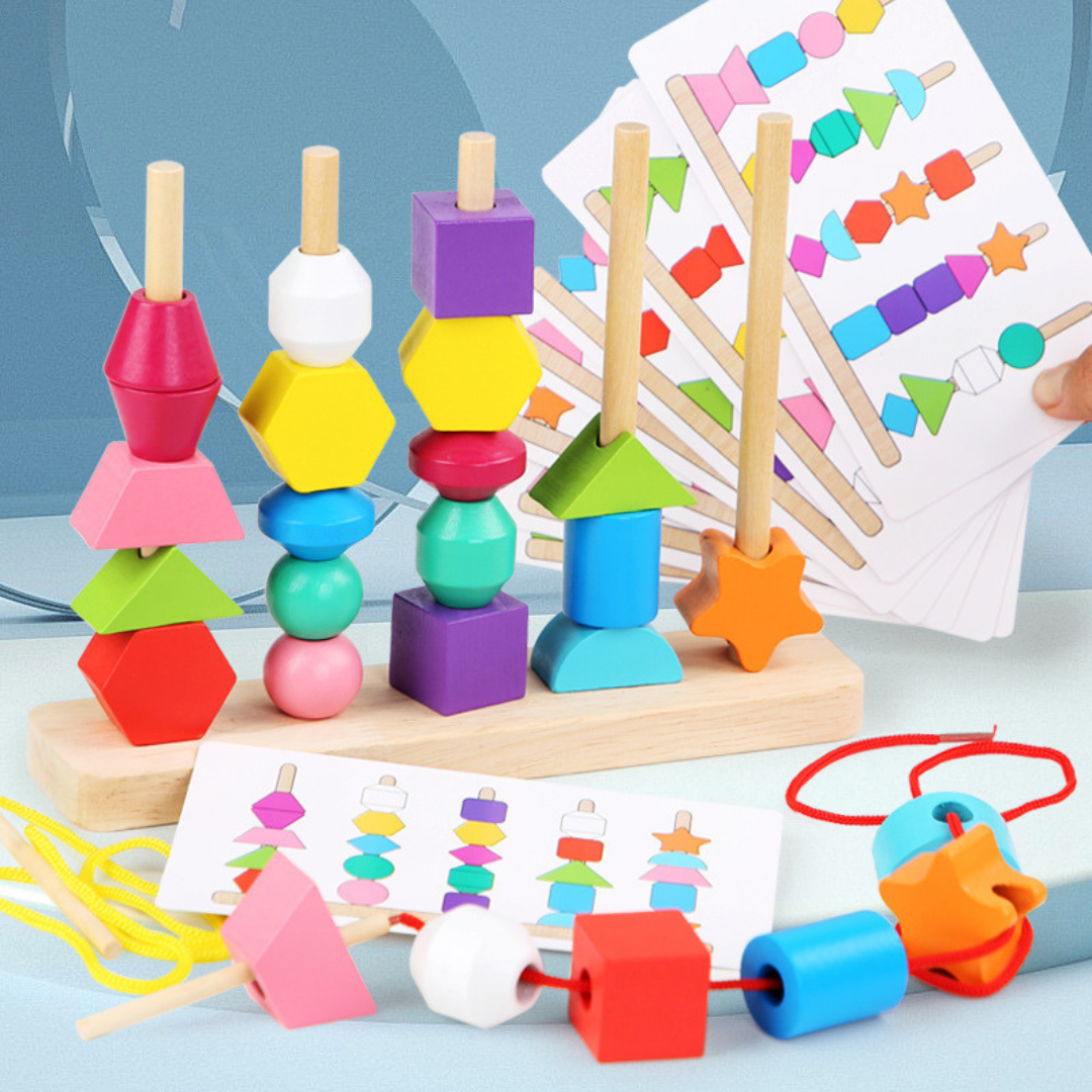 Montessori farben und formen faden spielzeug aus holz