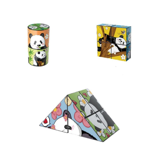 Panda puzzle - pädagogische unterhaltung - rätselwürfel