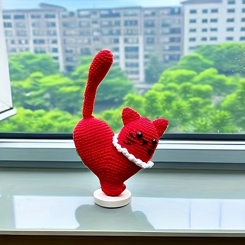 Handgehäkelte Katze aus Wolle