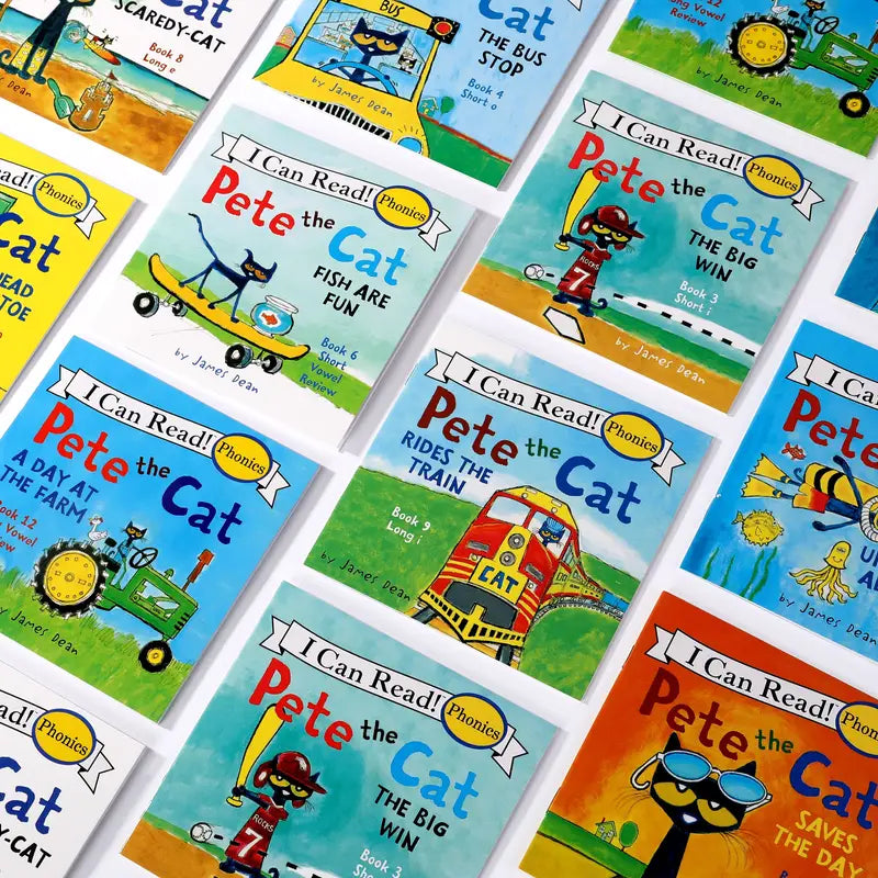 12-teilige Pete the Cat Lese-Serie - Natürliche Rechtschreibbücher!