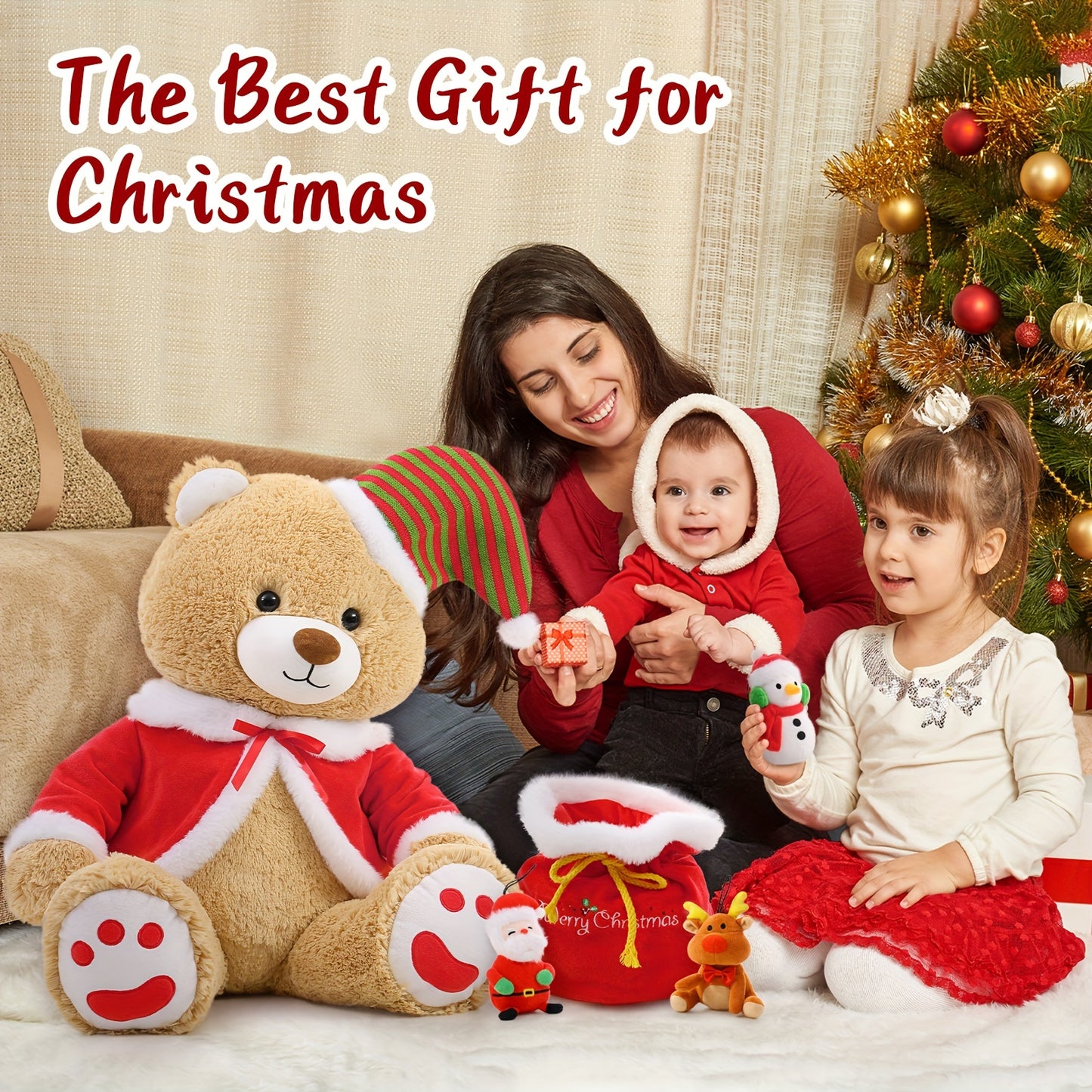Weihnachts-Teddybär Plüschtier – Santa Claus und Schneemann Begleiter