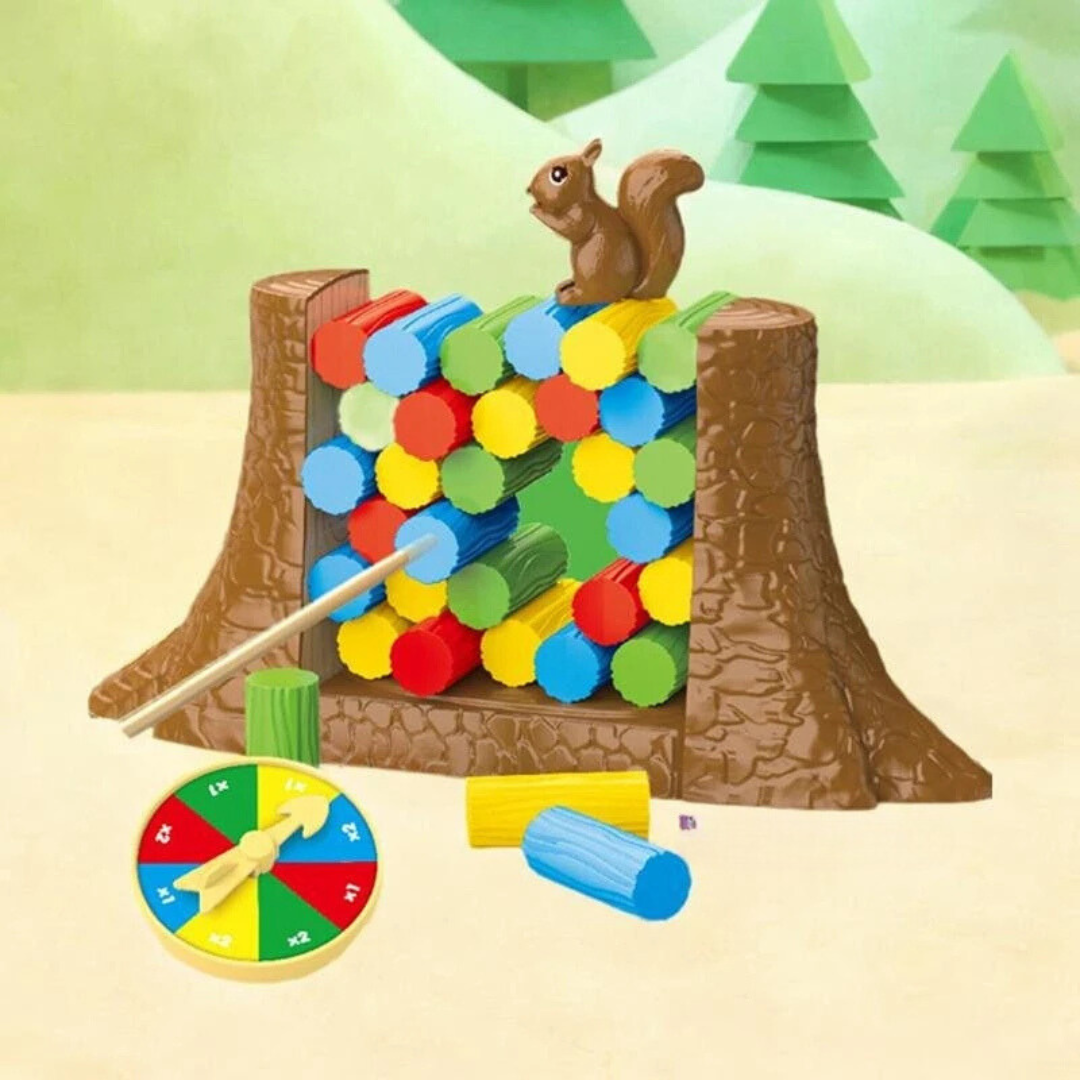 Squirrel stacker - lassen sie das eichhörnchen nicht umkippen - balance-brettspiel