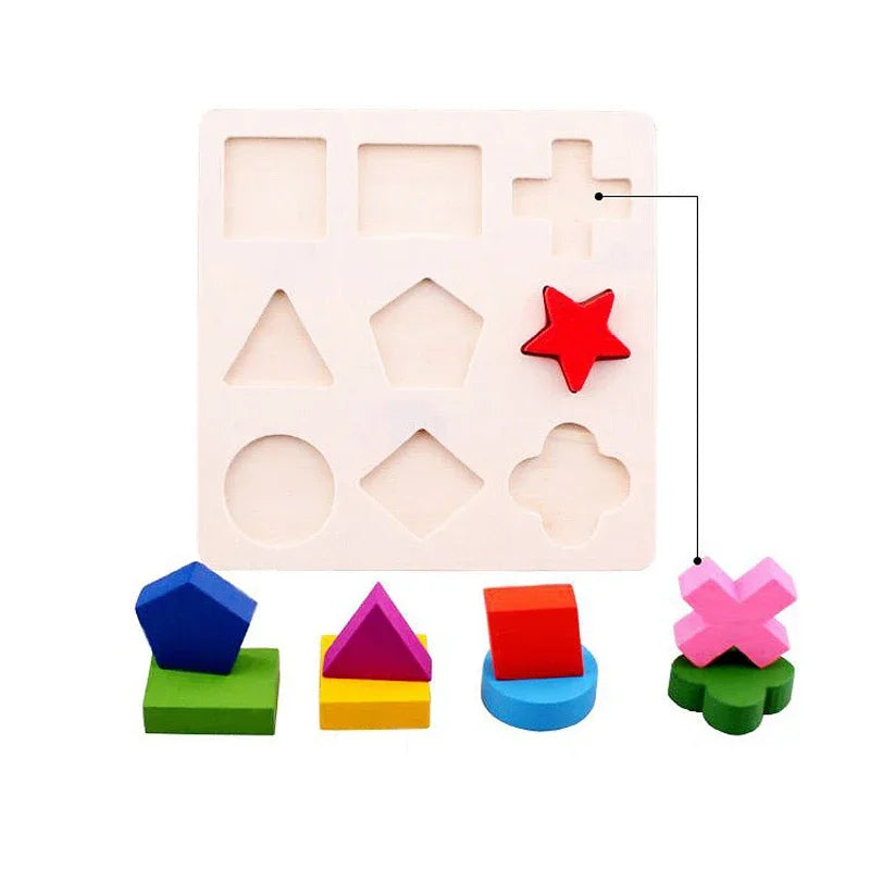 Einfaches montessori formen und farben holz puzzle für kleinkinder