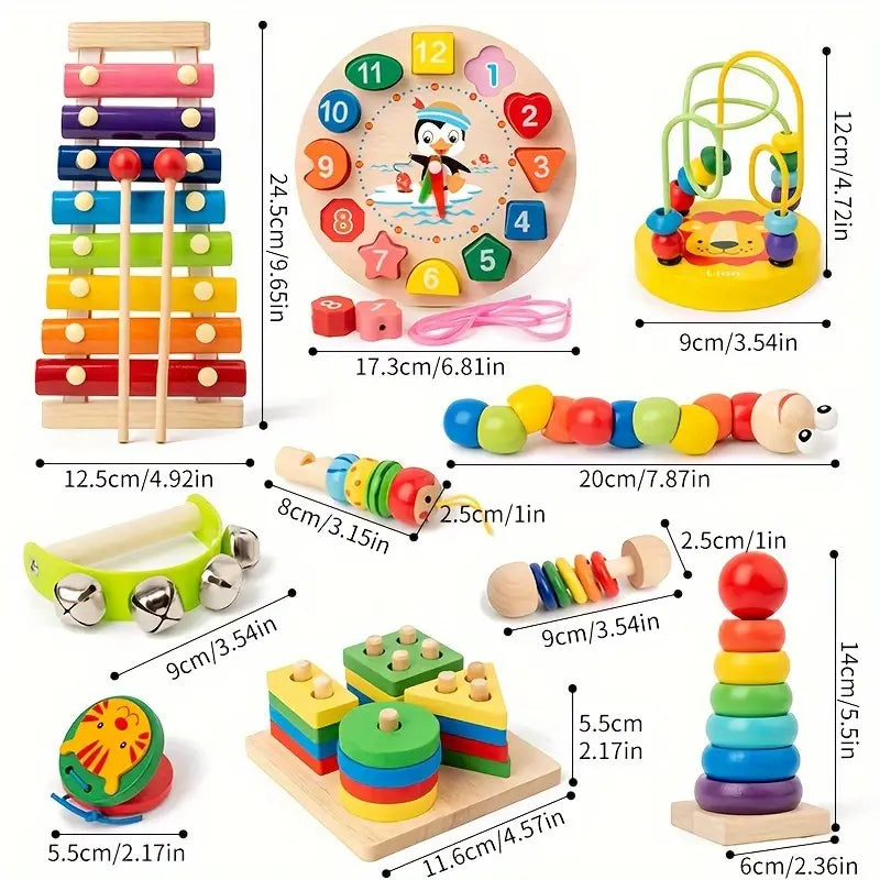 Montessori Holzspielzeug - 10-in-1 Lernspaß