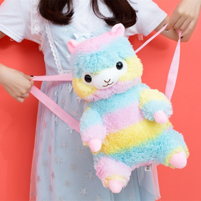 Regenbogen Alpaka Plüschtasche