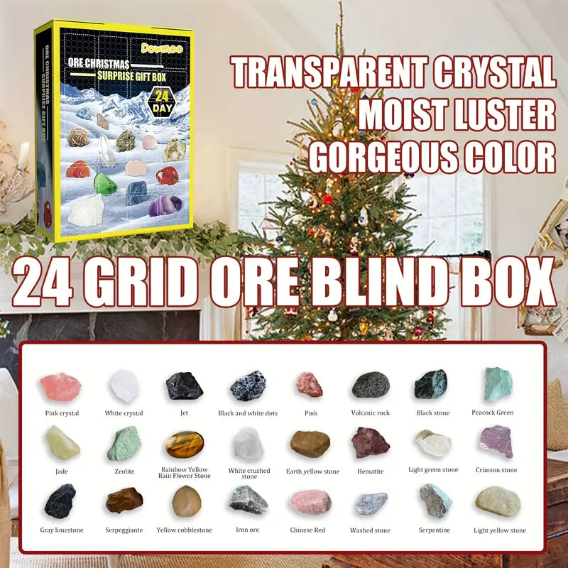Weihnachtsgeschenk - 24 Mineralien-Überraschungen in der Geschenkbox