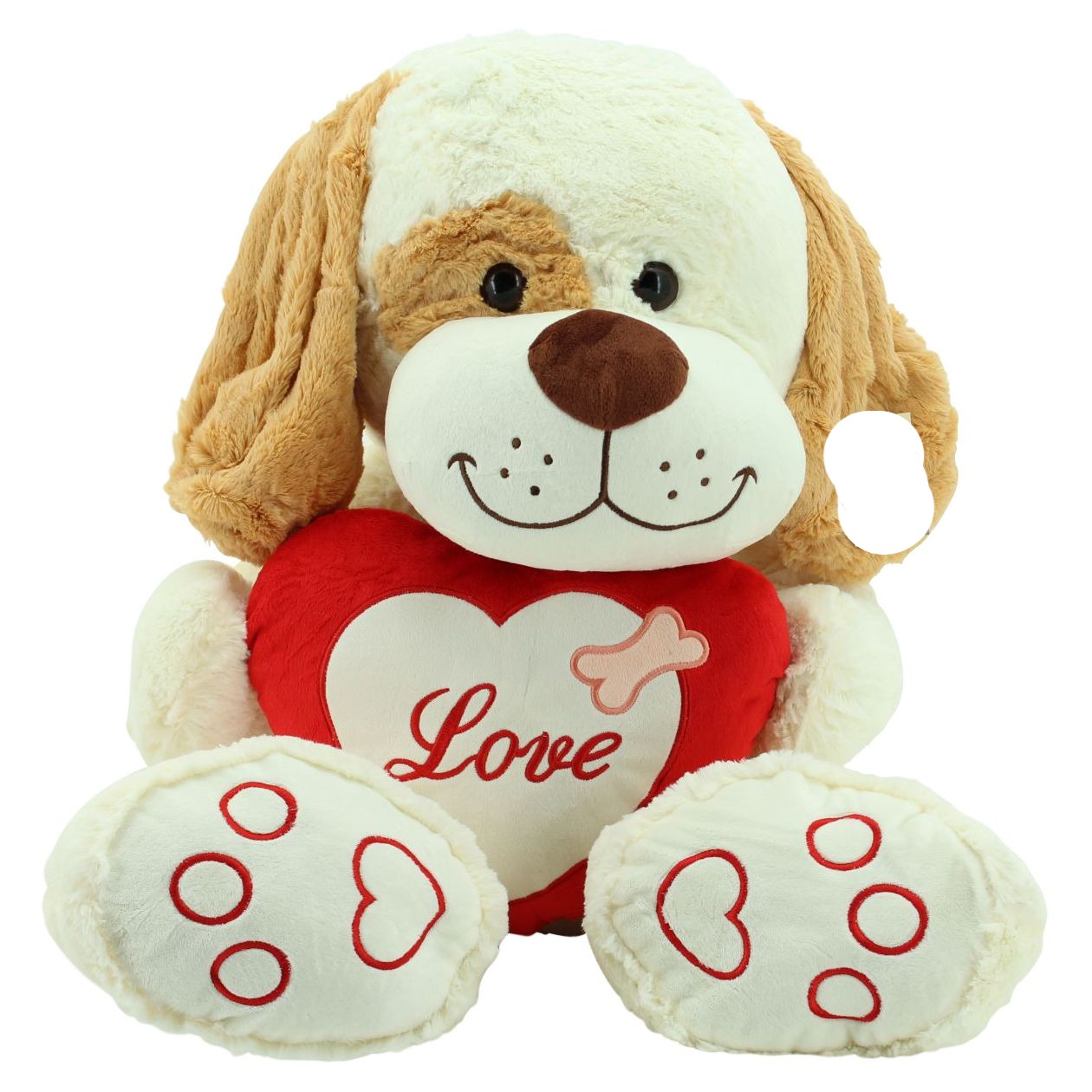 sweety toys 5390 'love' plüschhund in beige 90 cm mit herz, plüschbär aus premium qualität