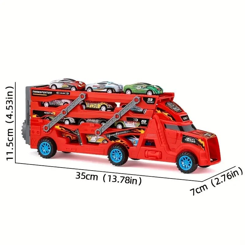 Feuerwehrauto-Spielzeug - Ausziehbar, faltbar, 8 Autos, für Jungen und Mädchen
