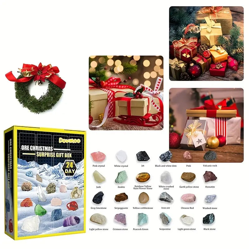 Weihnachtsgeschenk - 24 Mineralien-Überraschungen in der Geschenkbox