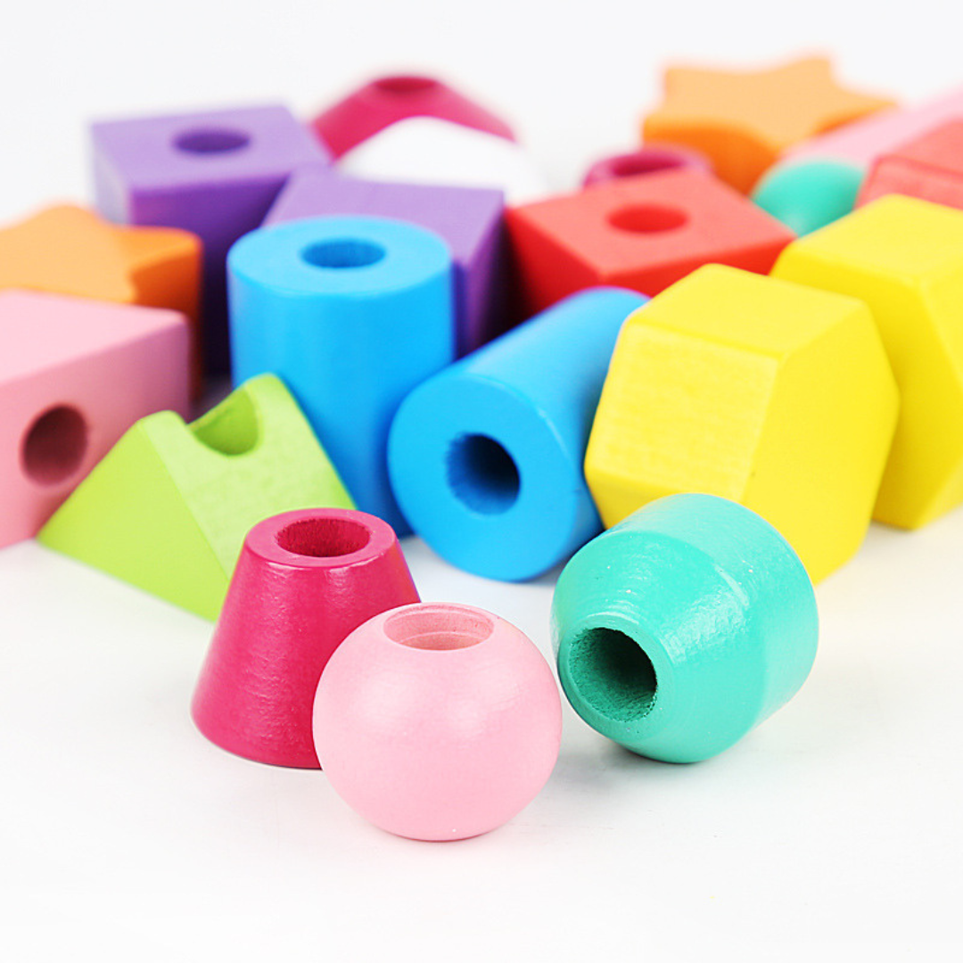 Montessori farben und formen faden spielzeug aus holz