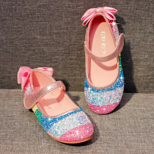 Bertina - Prinzessin Schuhe mit Pailletten & Schleifen-Dekor