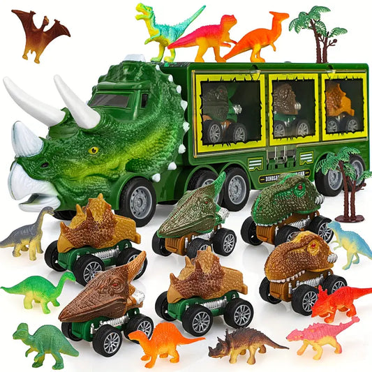 Dino-Truck-Set - 6 Rückziehautos & Dino-Figur, Kleinkindspielzeug