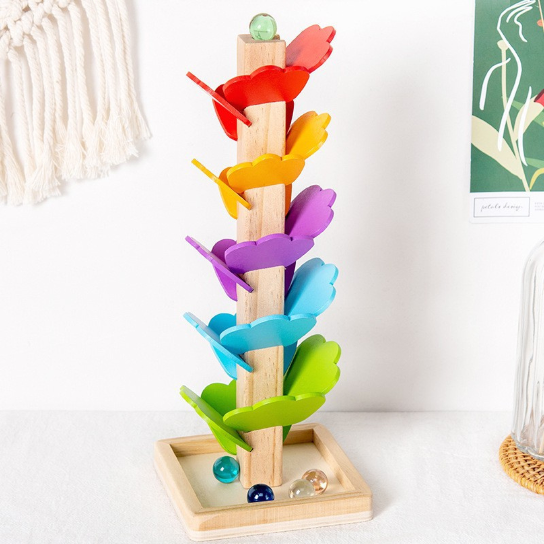 Montessori Regenbogen Murmel Holzturm
