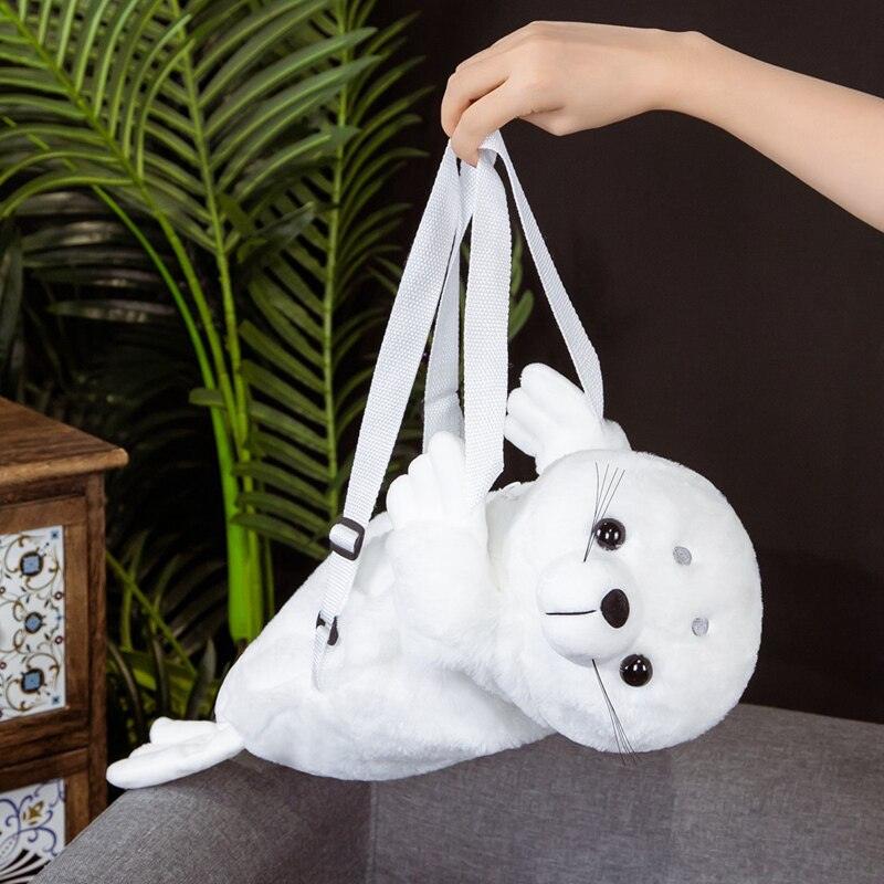 Kawaii White Seal Plüschtier Rucksack