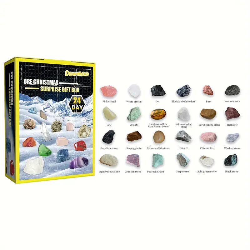 Weihnachtsgeschenk - 24 Mineralien-Überraschungen in der Geschenkbox