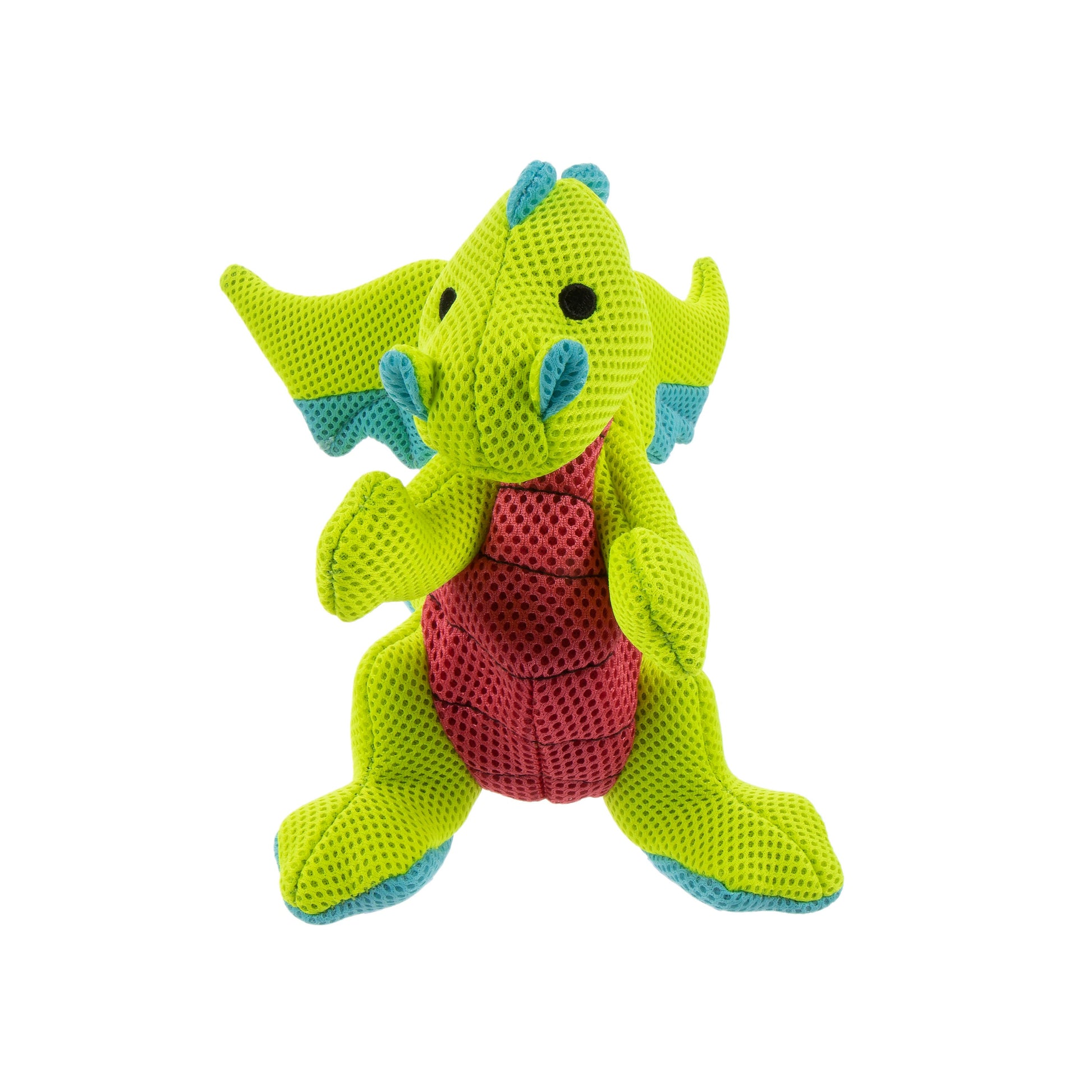 goDog Dragons Small Pink is a soft pink plush squeaky dog toy.