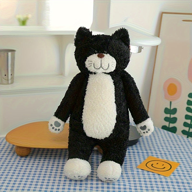 Plüschkatze Spielzeug Schwarz-Weiß