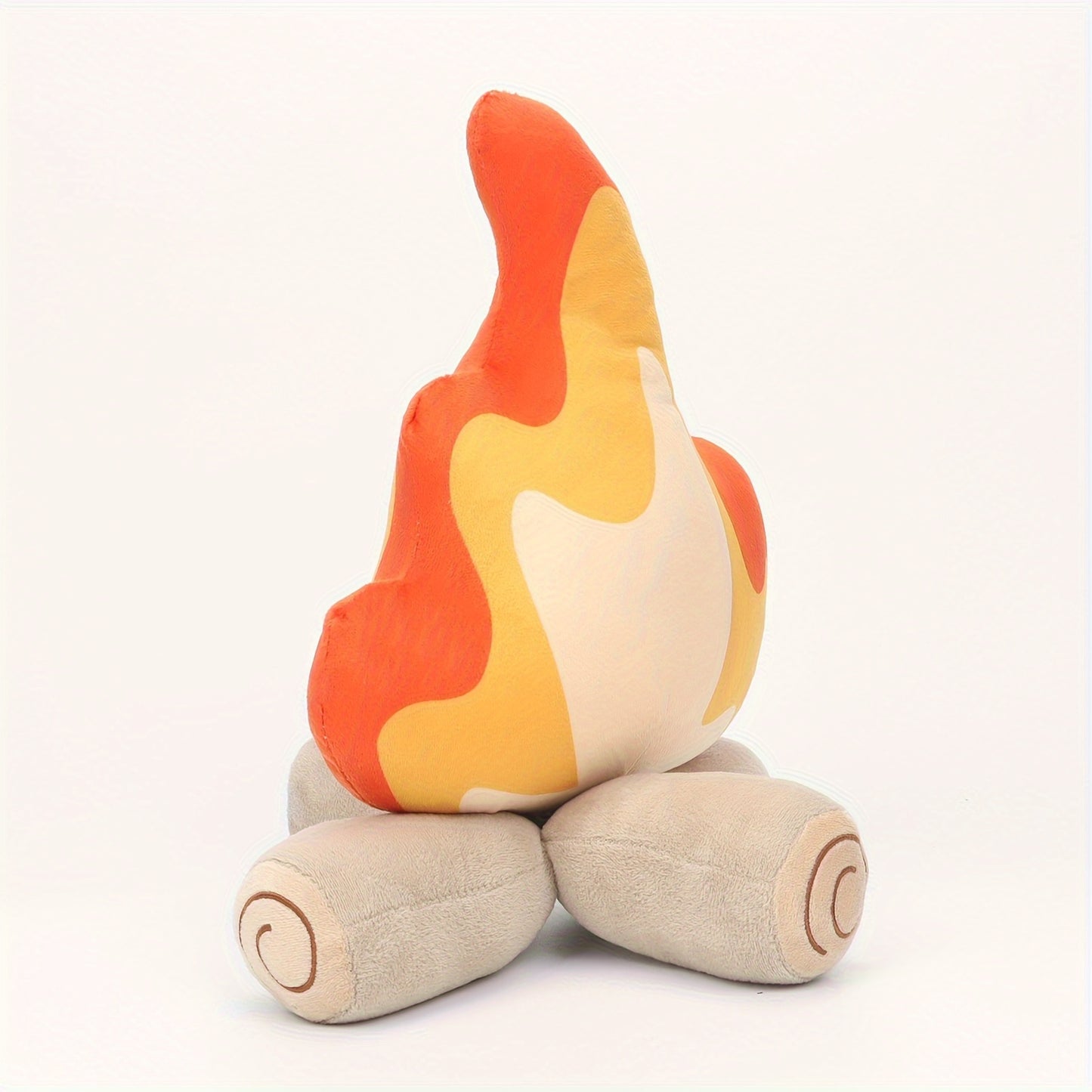 Lagerfeuer Plüschkissen - Weiches Stoffkissen mit Feuer- und Holzoptik
