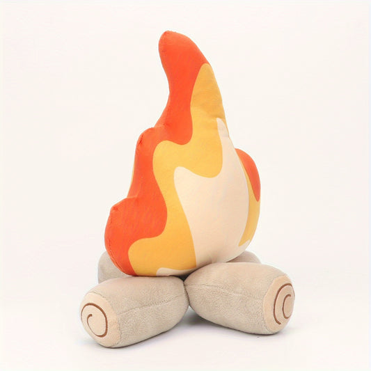 Lagerfeuer Plüschkissen - Weiches Stoffkissen mit Feuer- und Holzoptik