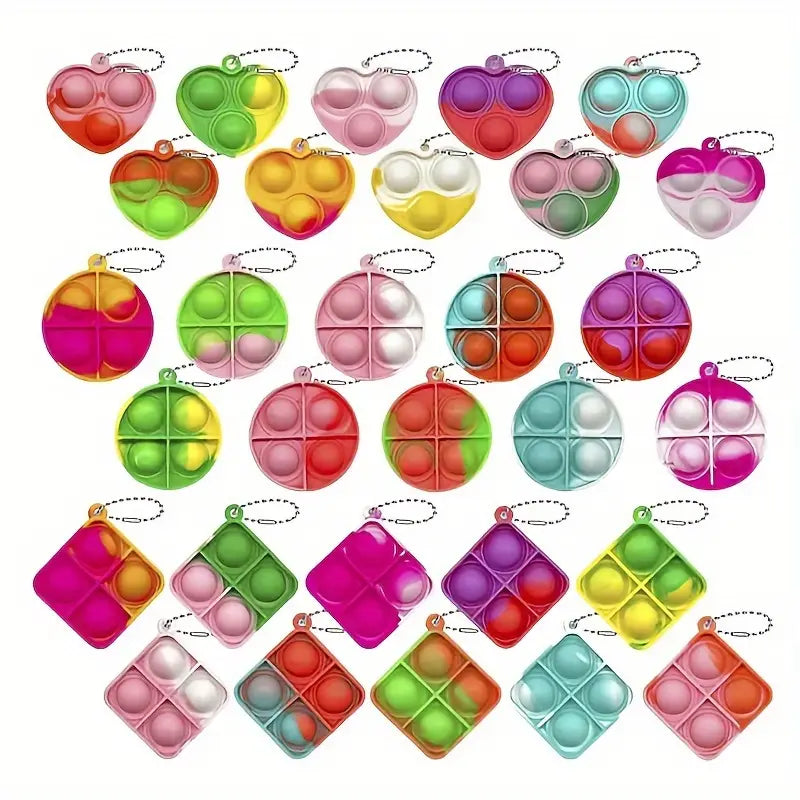 30er-Pack Mini-Pop-Fidget-Schlüsselanhänger