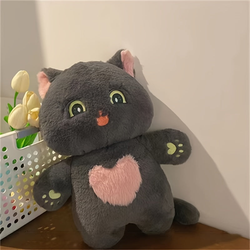 Herzförmige schwarze Katze Plüschtier