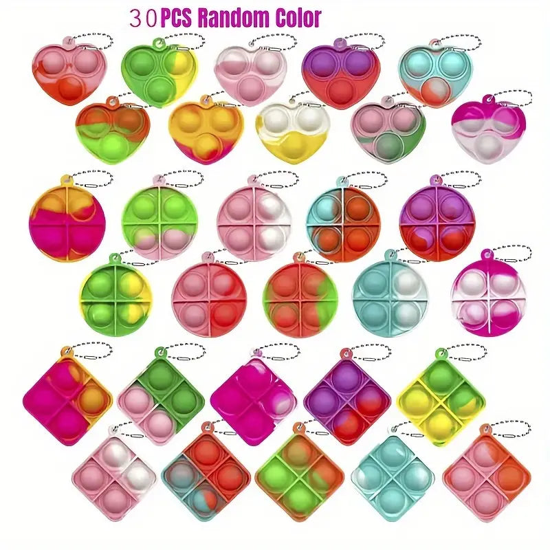 30er-Pack Mini-Pop-Fidget-Schlüsselanhänger