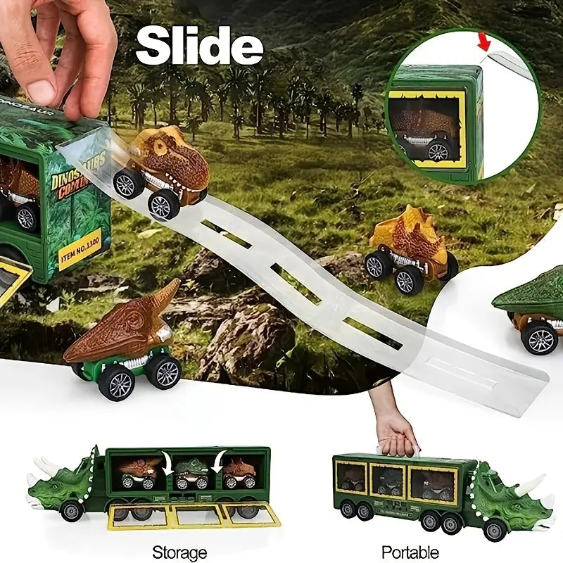 Dino-Truck-Set - 6 Rückziehautos & Dino-Figur, Kleinkindspielzeug