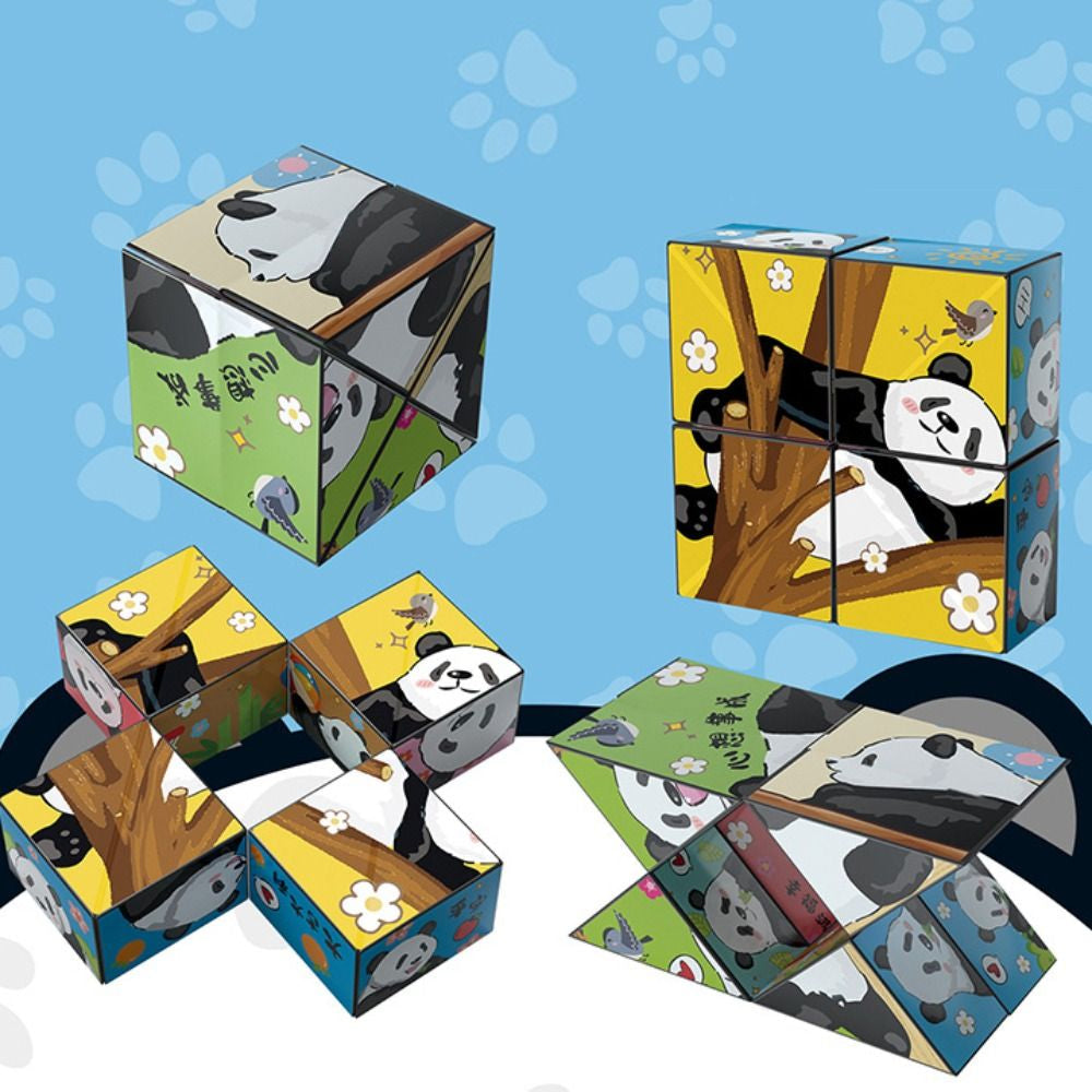 Panda puzzle - pädagogische unterhaltung - rätselwürfel