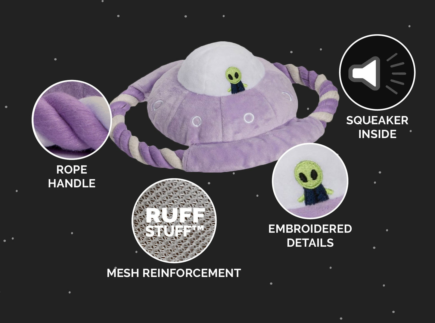 UFO Space Explorers Plush and Rope Dog Toy