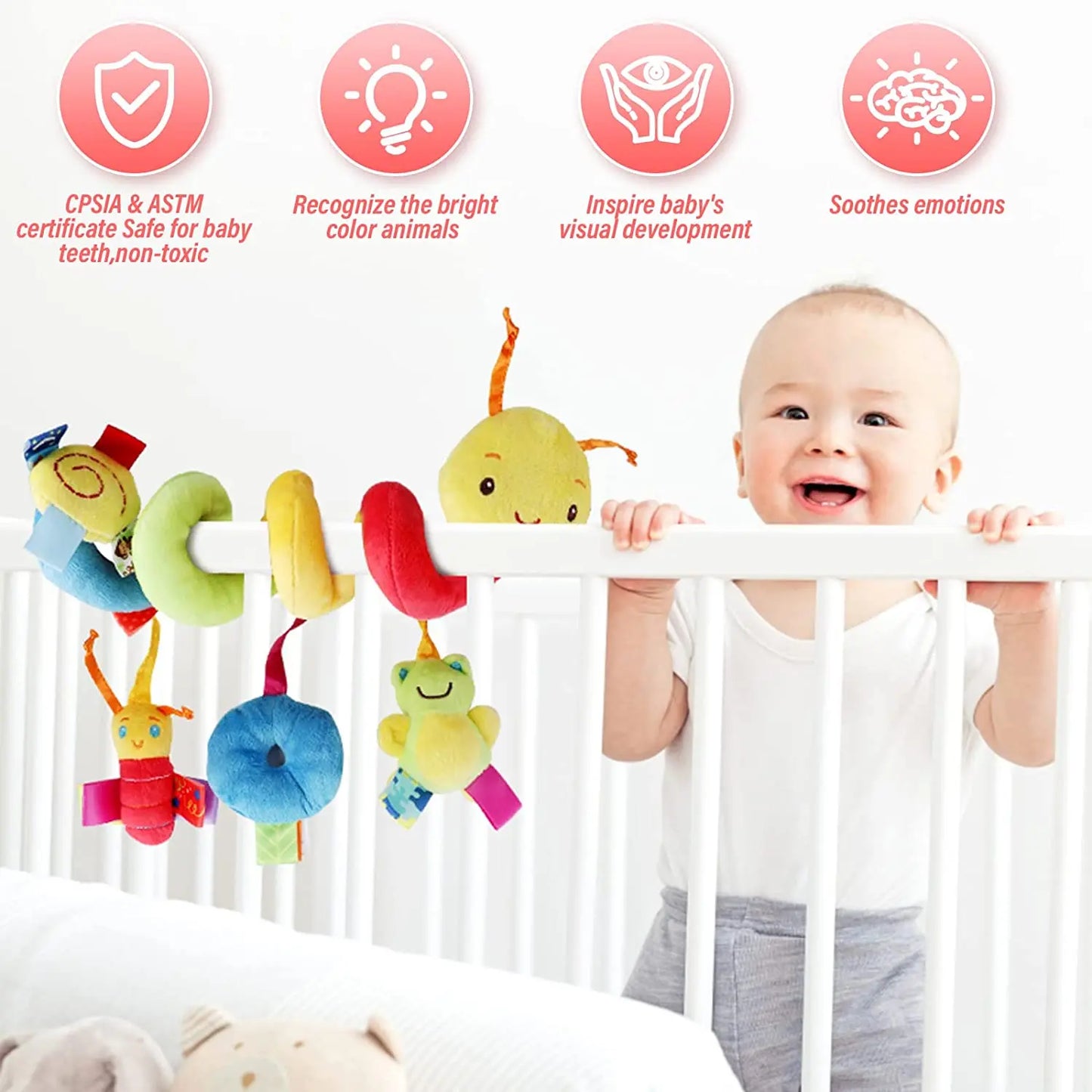 Baby mobile snake - für kinderwagen oder autositz - greifspielzeug