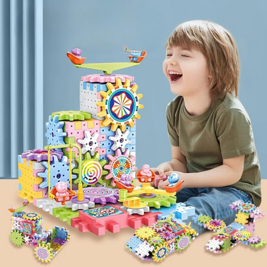 Rotierendes montessori zahnrad-baustein spielzeug