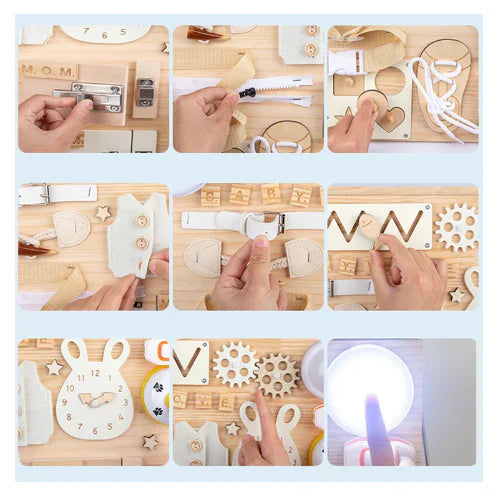 Handgemachtes montessori holzspielbrett