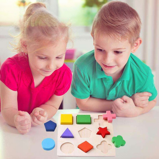 Einfaches montessori formen und farben holz puzzle für kleinkinder