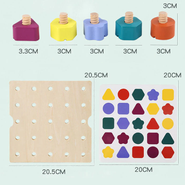 Wooden screw board | feinmotorische fähigkeiten spielerisch verbessern - puzzlespiel
