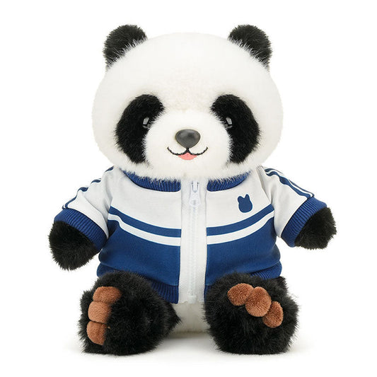Panda in blauer Jacke