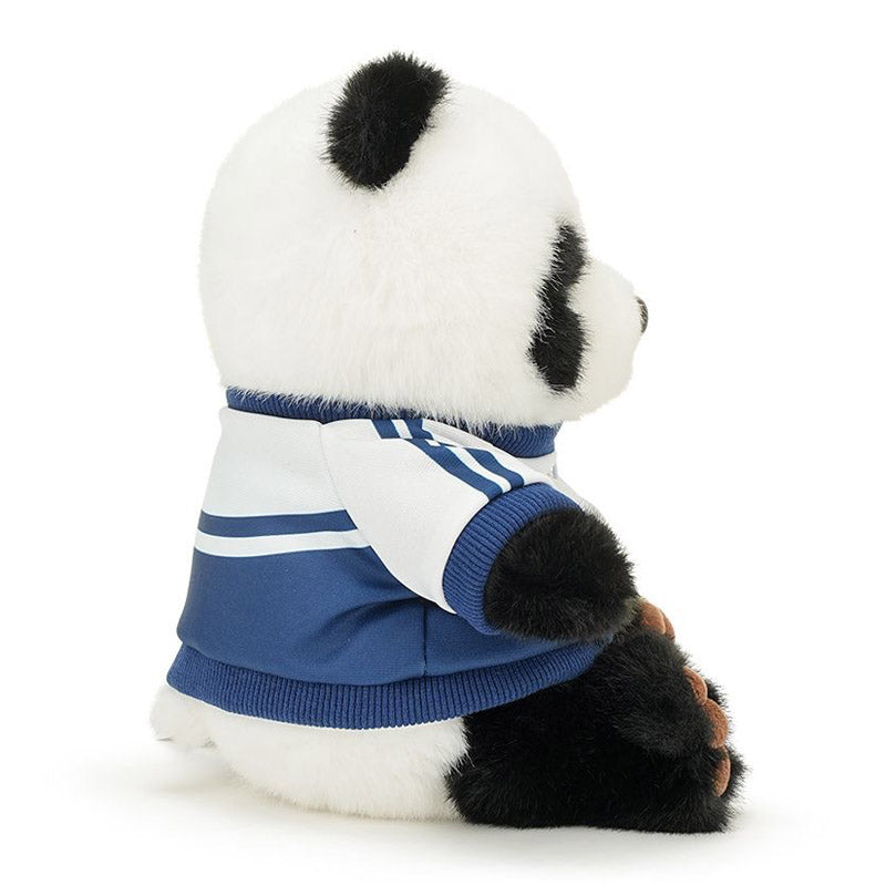 Panda in blauer Jacke