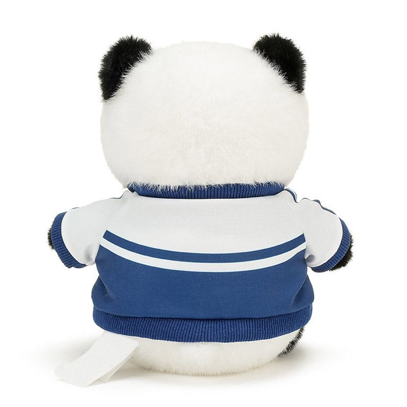 Panda in blauer Jacke