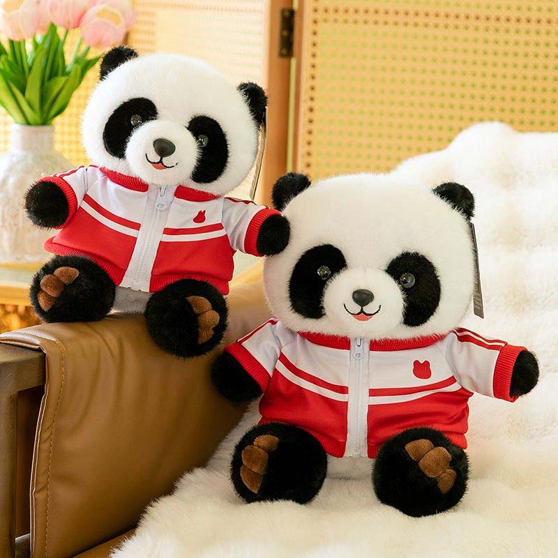 Panda in blauer Jacke