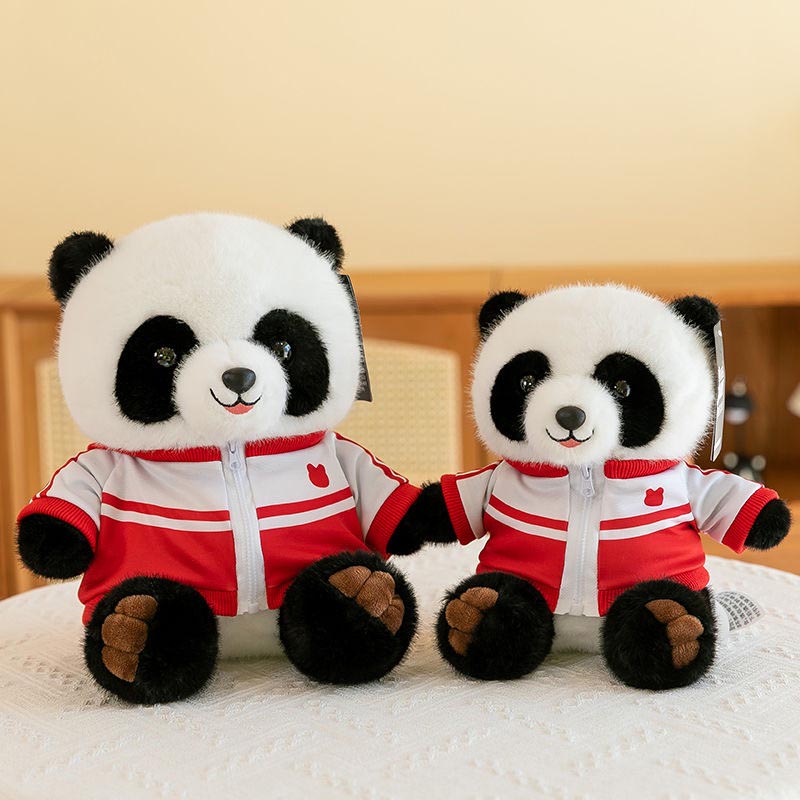 Panda in blauer Jacke