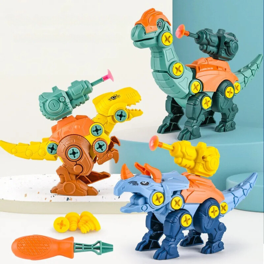 Dinosaurier Schrauben Spielset mit Saugnapf Kanone