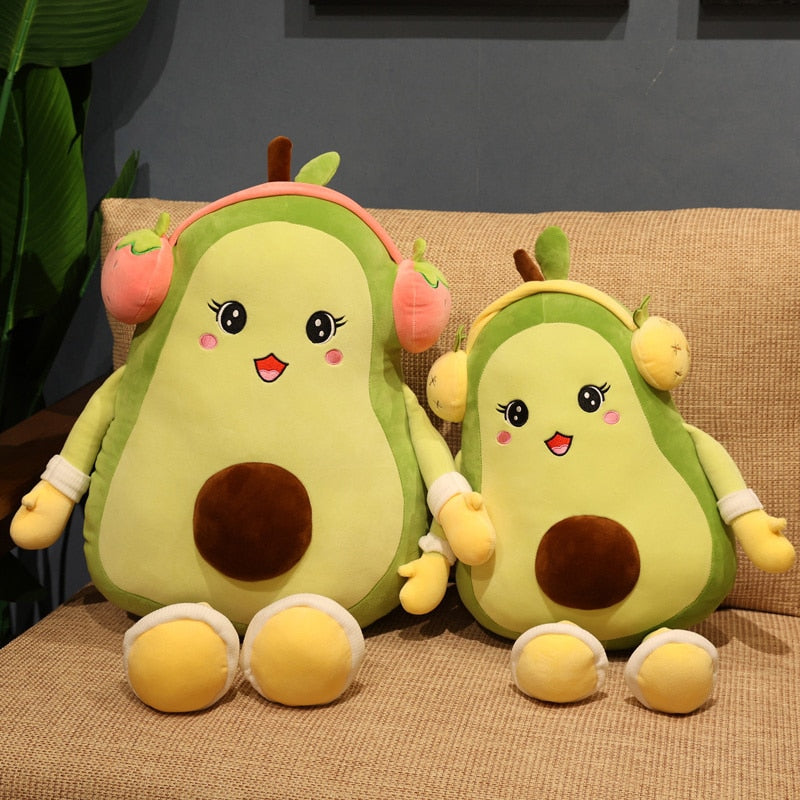 Groovy Avocado - Kawaii Avocado Plüschtier mit Kopfhörern