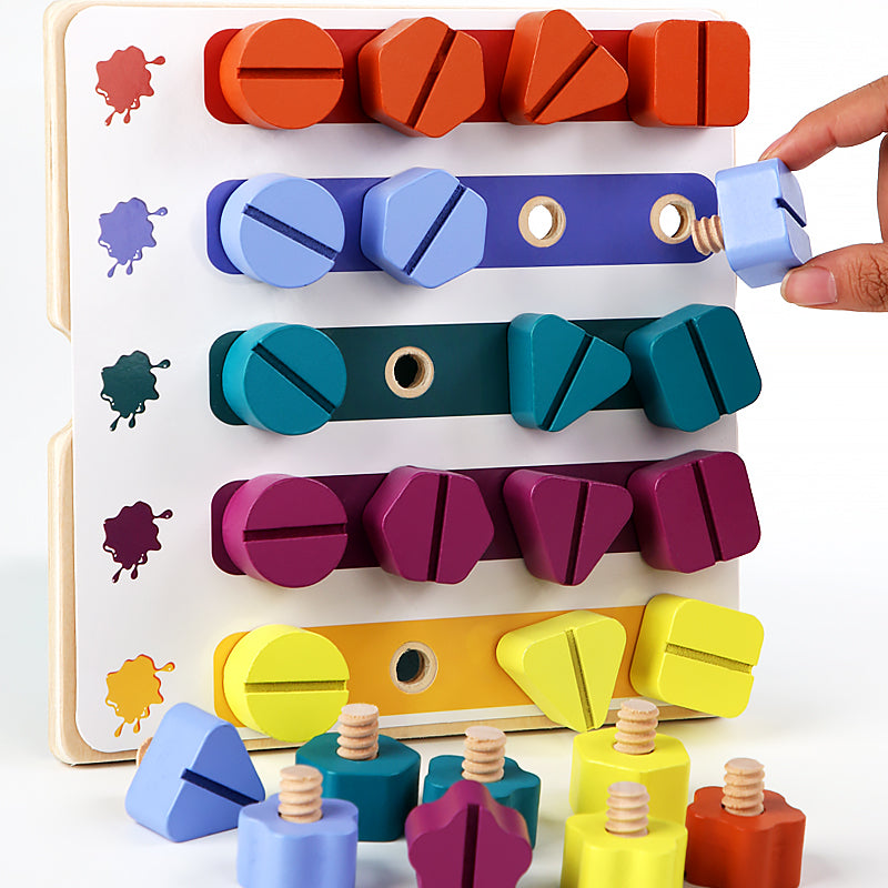 Wooden screw board | feinmotorische fähigkeiten spielerisch verbessern - puzzlespiel