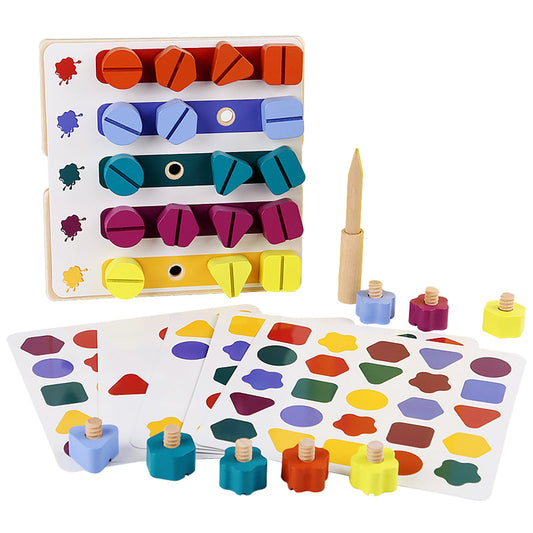 Wooden screw board | feinmotorische fähigkeiten spielerisch verbessern - puzzlespiel