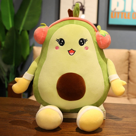 Groovy Avocado - Kawaii Avocado Plüschtier mit Kopfhörern