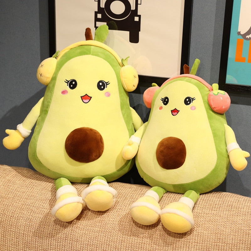 Groovy Avocado - Kawaii Avocado Plüschtier mit Kopfhörern