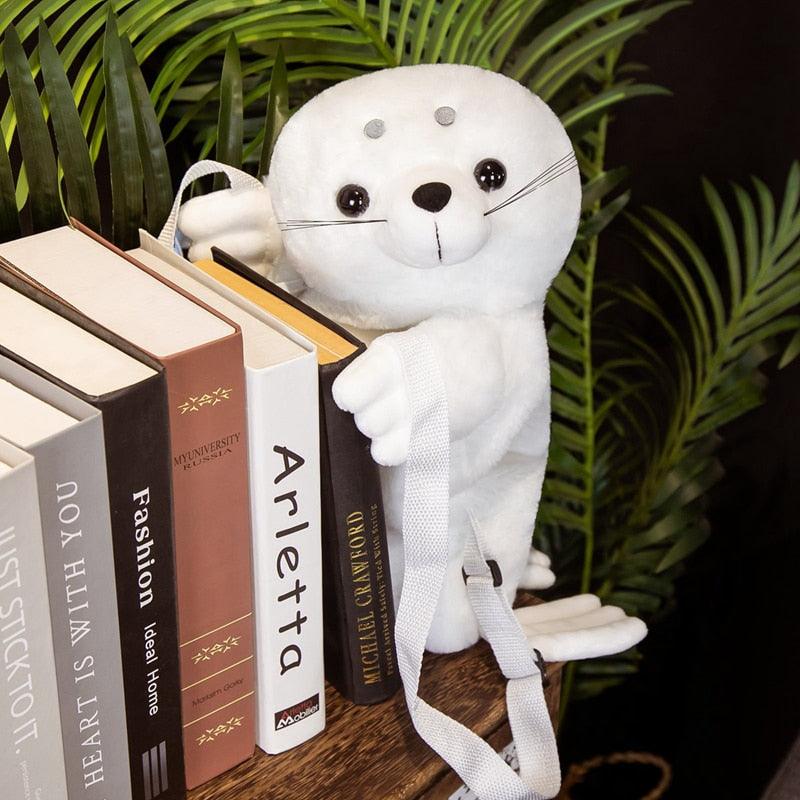 Kawaii White Seal Plüschtier Rucksack