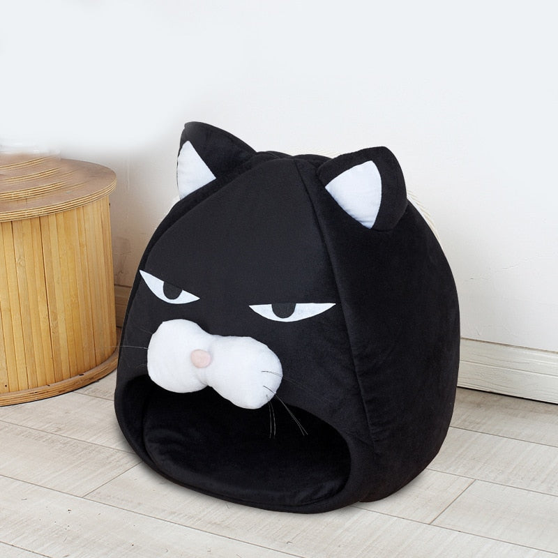 Gemütliches Tuxedo Kitty Plüsch Katzenbett